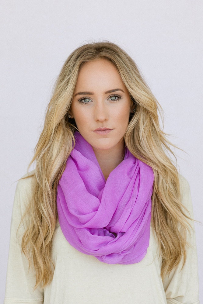 Lavender Infinity Scarf Gaize Solid Purple Circle Scarf Women's Fashion Accessories Summer Colors (SCF-130B)