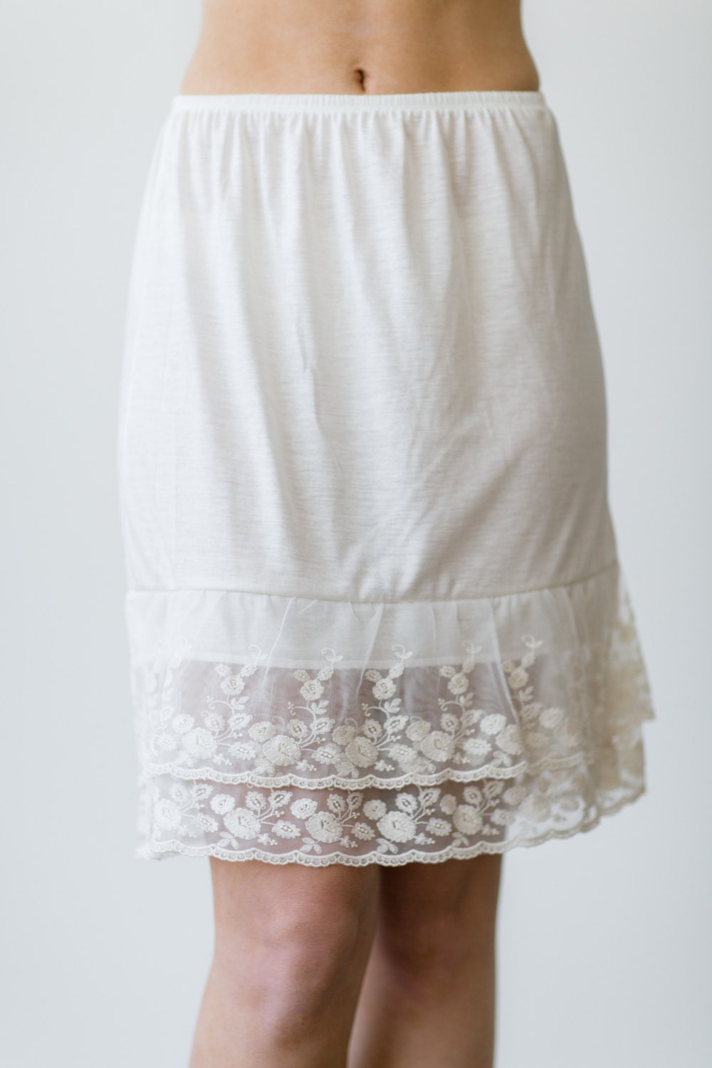 Dress Extender Lace Slip Stylish Modern Skirt Lengthener Slip Stylish Modern Vintage Dresses Extenders in IVORY with Lace
