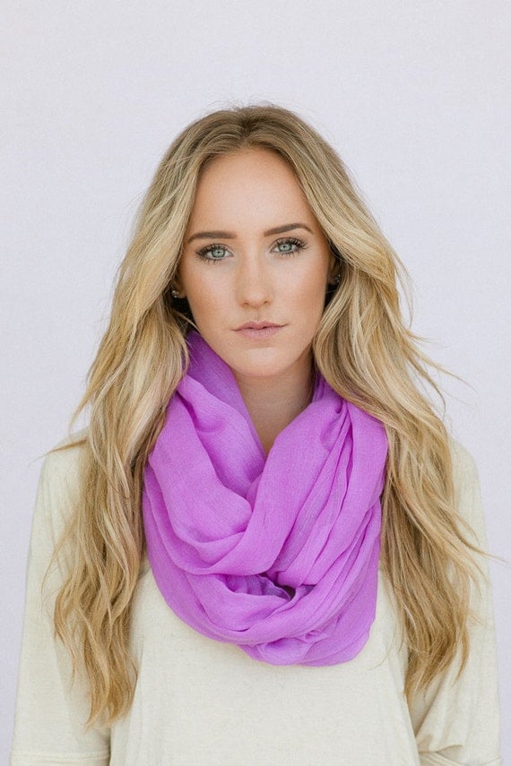 Lavender Infinity Scarf Gaize Solid Purple Circle Scarf Women's Fashion Accessories Summer Colors (SCF-130B)