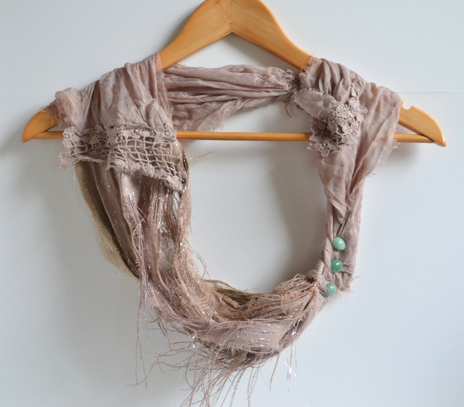 Cream Scarf Necklace - Women's Scarf - Summer Scarf Necklace - OOAK - Ecofirendly