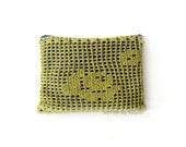 Green Clutch in Denim and Crochet, woman handmade purse, womens accessories, boho clutch, gifts for her