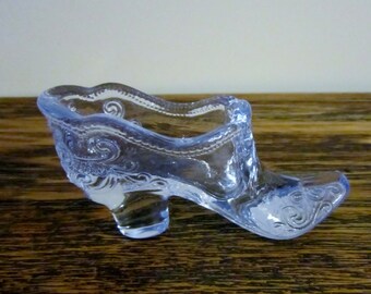 Glass Boot Fenton Blue Glass Victorian Slipper Pressed Glass