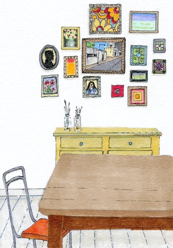 Interiors Art Print - The Art Lovers - Dining Room 2