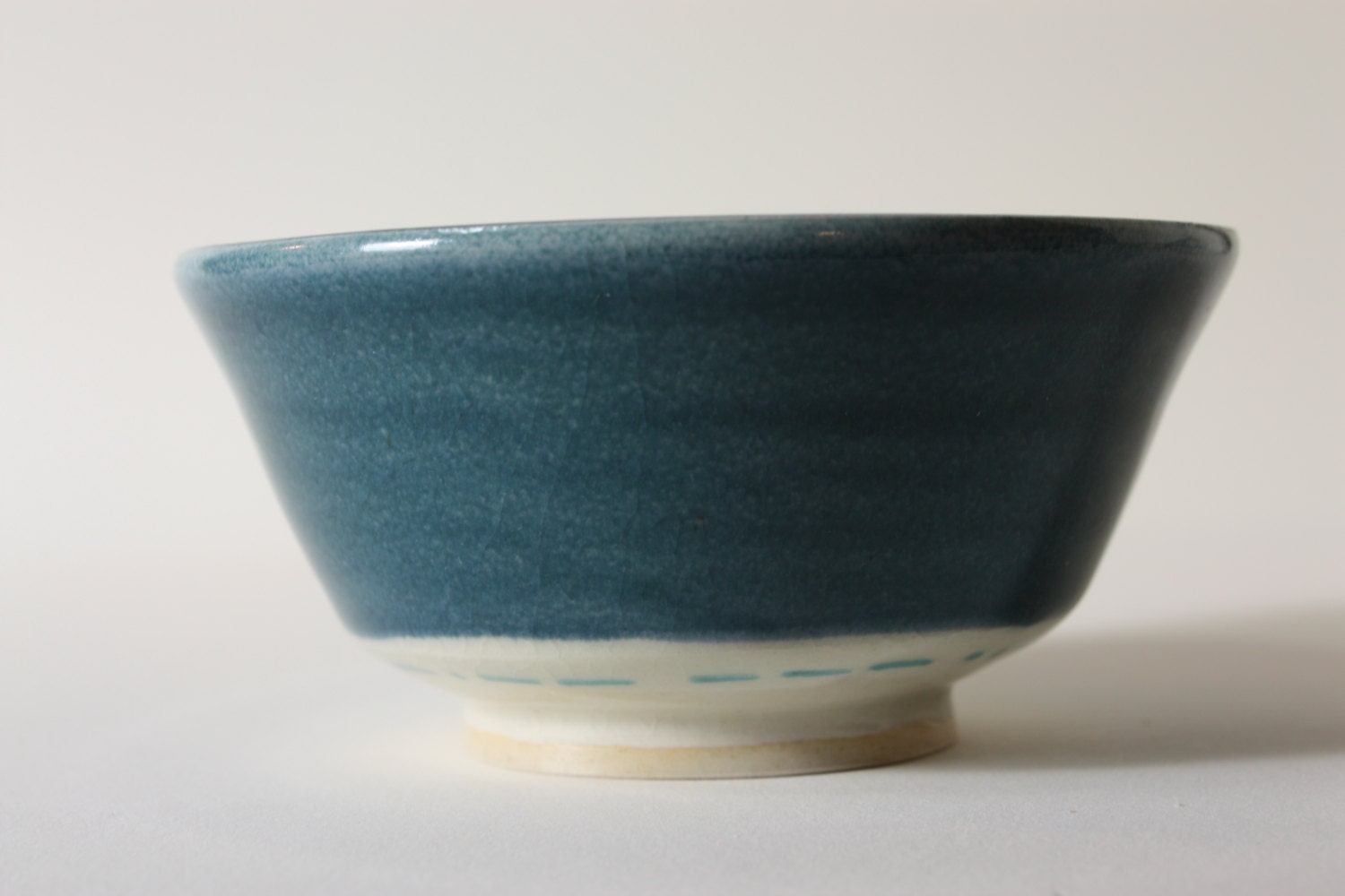 love bowl - classic modern bowl with "I love you" message in morse code, hand thrown porcelain bowl in turquoise blue and clear crackle