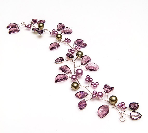 Purple Hair Vine,  Flower Head Piece, Wedding Accessories,  Bridal Hair Accessories