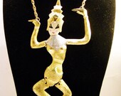 Vintage Polcini Articulated Gold Siam Dancer Necklace