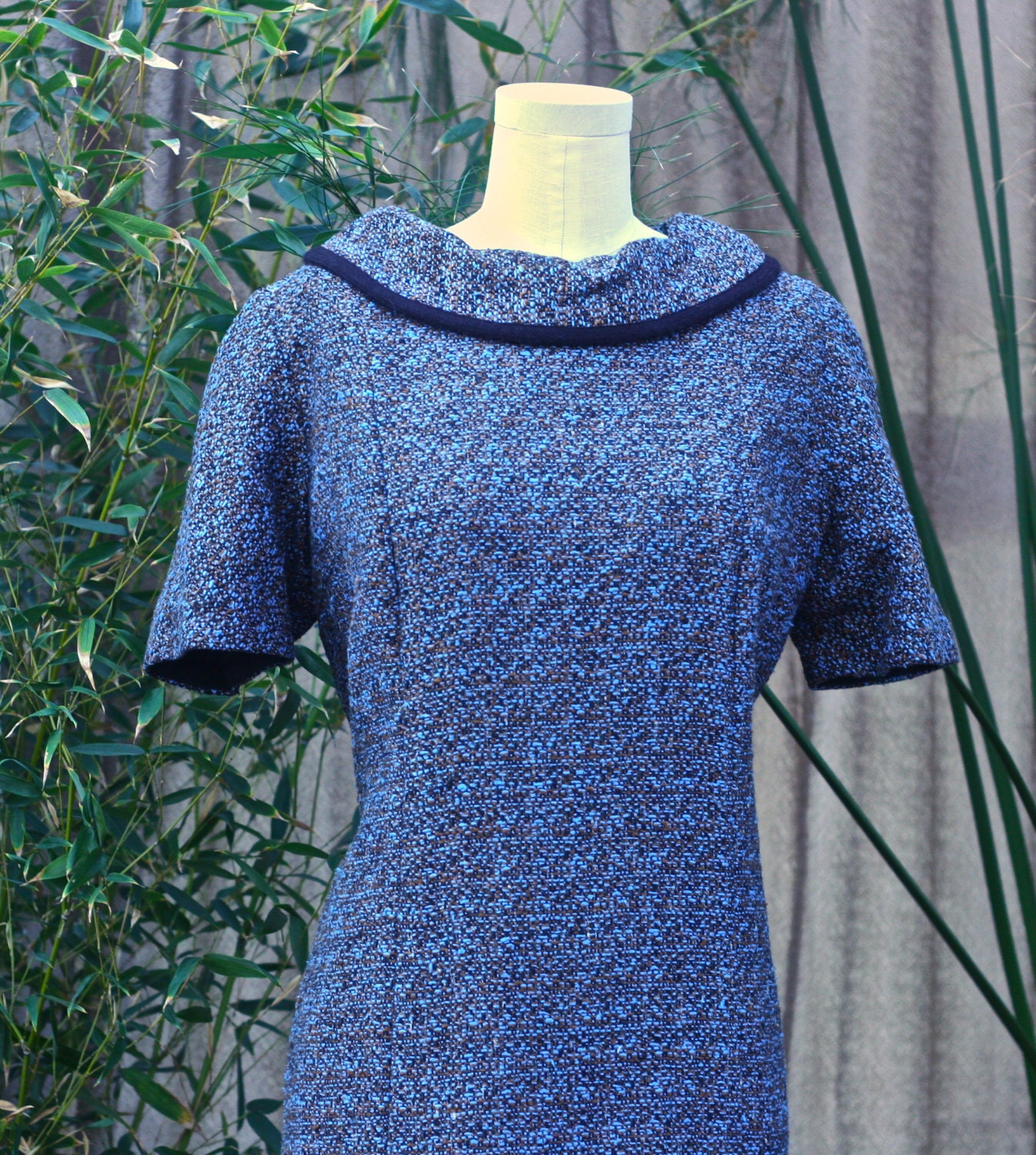 Vintage // 1950s // A Day at the Gardens // Blue Tweed // Dress and Matching Jacket // M/L