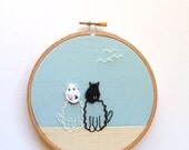 Pet portrait of 2 - customised family/pet embroidered design - made to order by dandelyne