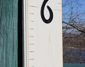 Wooden Growth Chart  for Children Distressed with a Routed Edge and Metal Numbers