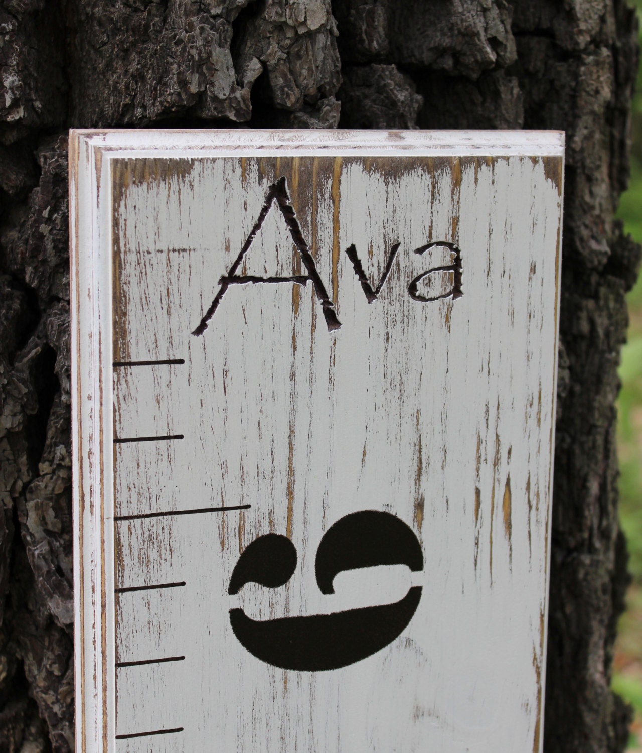 Personalized Growth Chart Ruler With Engraved Name - Weathered