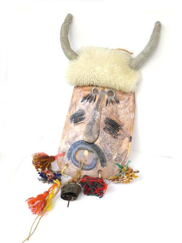 Ceramic Mask , Ceramic wall mask , Original ceramic mask , Folk art mask , Mask sculpture, Mixed media mask