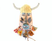 Ceramic Mask , Ceramic wall mask , Original ceramic mask , Folk art mask , Mask sculpture, Mixed media mask