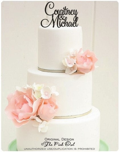 Wedding Cake Topper Monogram First Names Design Personalized with YOUR Names