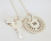 Sweet 16 Necklace Sweet Sixteen Jewelry - Hand Stamped Sterling Silver