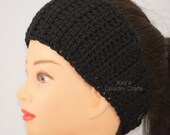 Black Ear warmer, Headband, Head wrap Crochet Headband - Made to Order