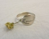 in your handwriting - personalized word ring - love ring - sterling silver - "In My Hand" Oval ring