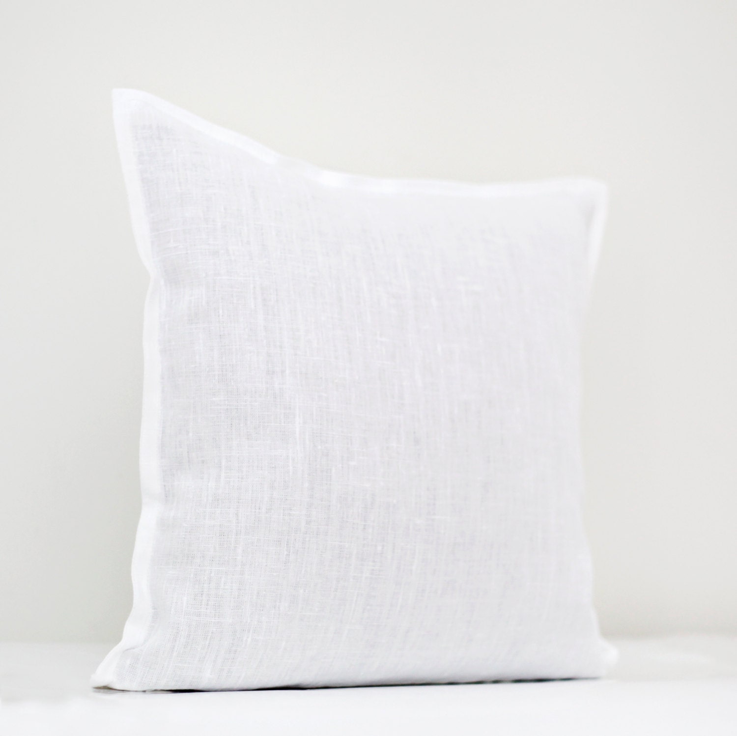 White linen cushion cover - natural fabric sham  - decorative pillows - linen pillow case - 22x22