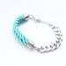 arm party - Silver chunky chain and turquoise Silk Bracelet