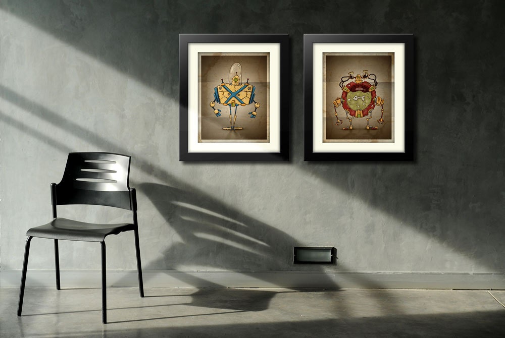 Qty 2 - 16x20 Steampunk Robots Posters