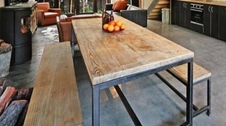 Custom Steel and Reclaimed Wood Table