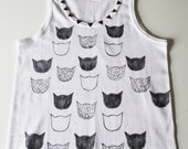 NEW IN : Cotton Cat Print Vest Top With Stud Detailing On Neckline