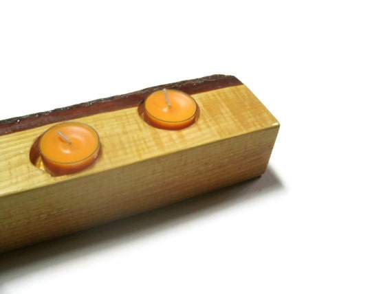 Wood Candle Holder Golden Candles- Wood Tea Light Candle Holder