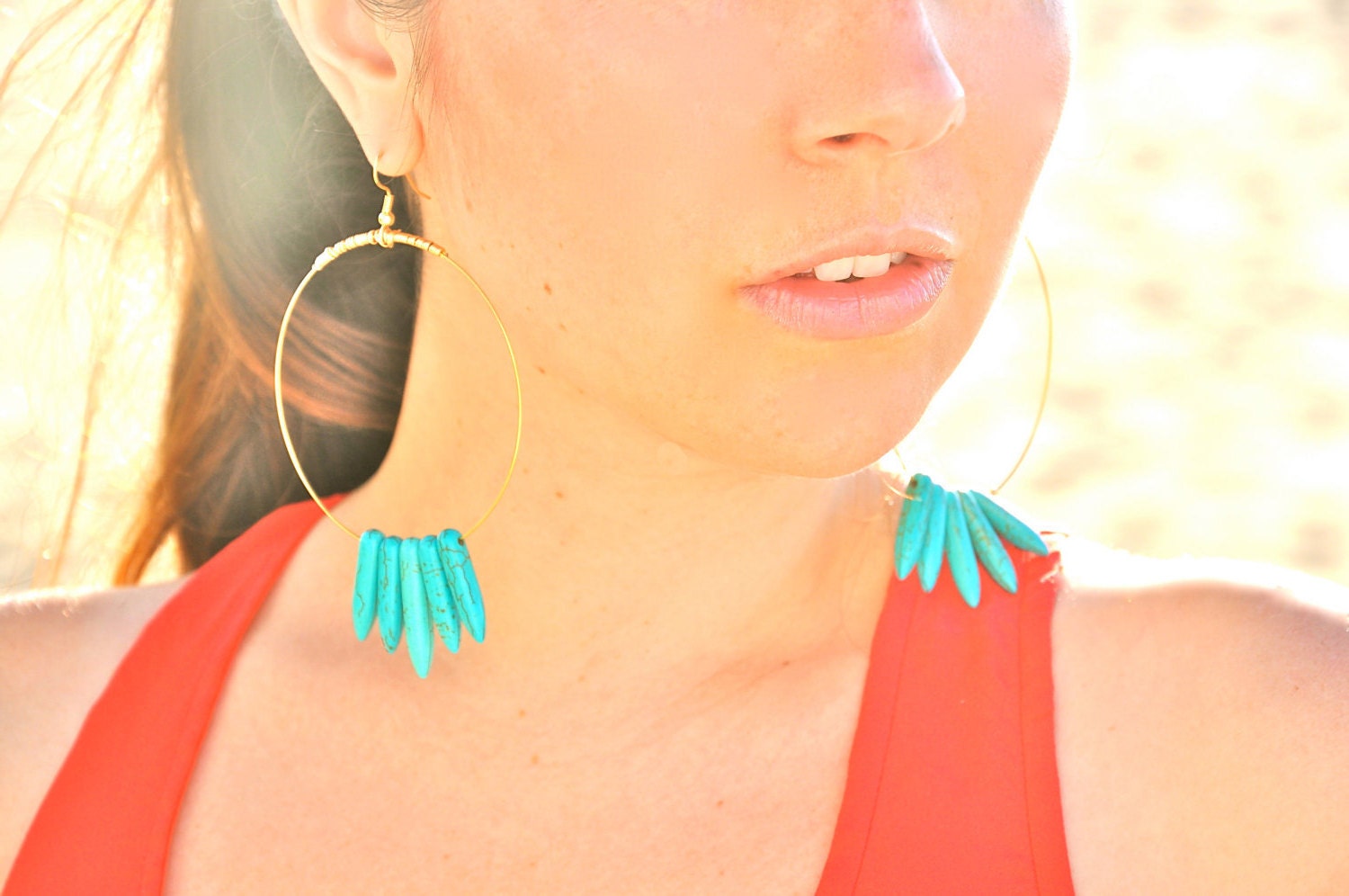 Turquoise Dagger Hoops