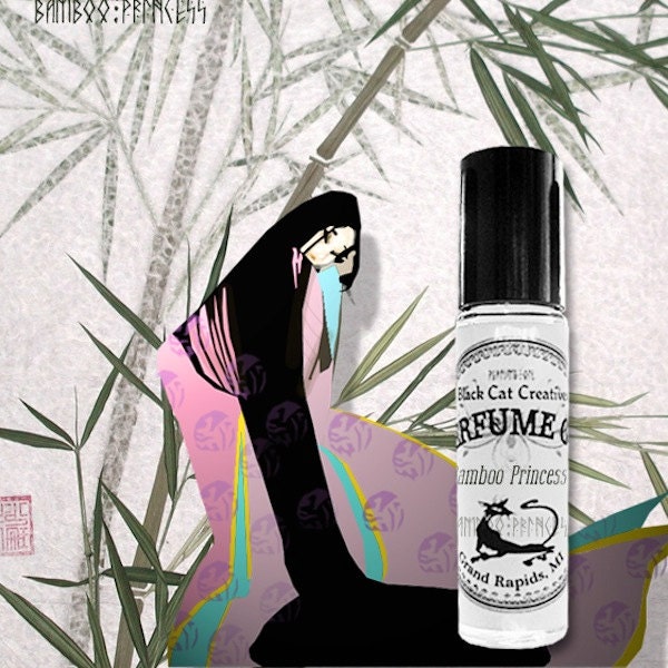 BAMBOO PRINCESS Perfume Oil - Bamboo, Woods, Peony, Vanilla,  White Amber, Sandalwood -  Fresh Exotic Perfume Oil by Black Cat Creative