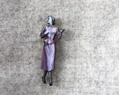 Fabulous Fifties Brooch - Fun Statement Jewelry - Wooden Brooch