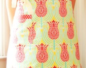 Modern Tulip and Tea time reversible half apron - women's - red, blue, yellow, charcoal - Joel Dewberry and Michael Miller