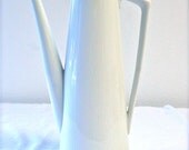 White Porcelain Coffee/Tea Pot - Tall & Graceful Mid Century Modern Pot With Angular Handle