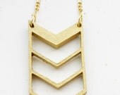 lasercut leather gold chevron necklace