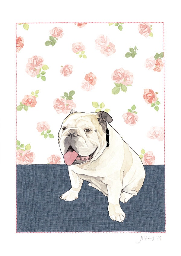 British Bulldog Portrait Collage