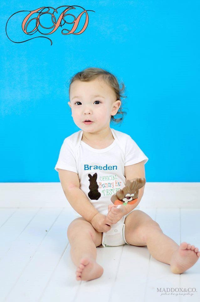 Easter "Bunny Ear Tester"  Baby Boys Onsie Bodysuit Tee Shirt Newborn - Size 12