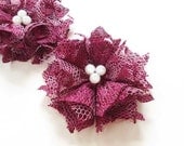 Fabric Flowers Hair Accessories, Purple Flowers Lace Hair Clips, Purple Wedding Flowers, Brides Hair Pieces, Bridal Hair Flowers Bridesmaids
