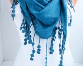Monaco Blue Elegant Shawl Scarf