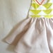 Patchwork Quilt Dress in Blush Pink Linen and Neon Lemon Yellow Raw Silk Noil