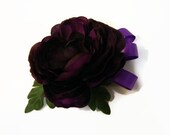 Purple corsage, peony, purple, wrist corsage, prom corsage, wristlet, artificial flowers, silk flowers,