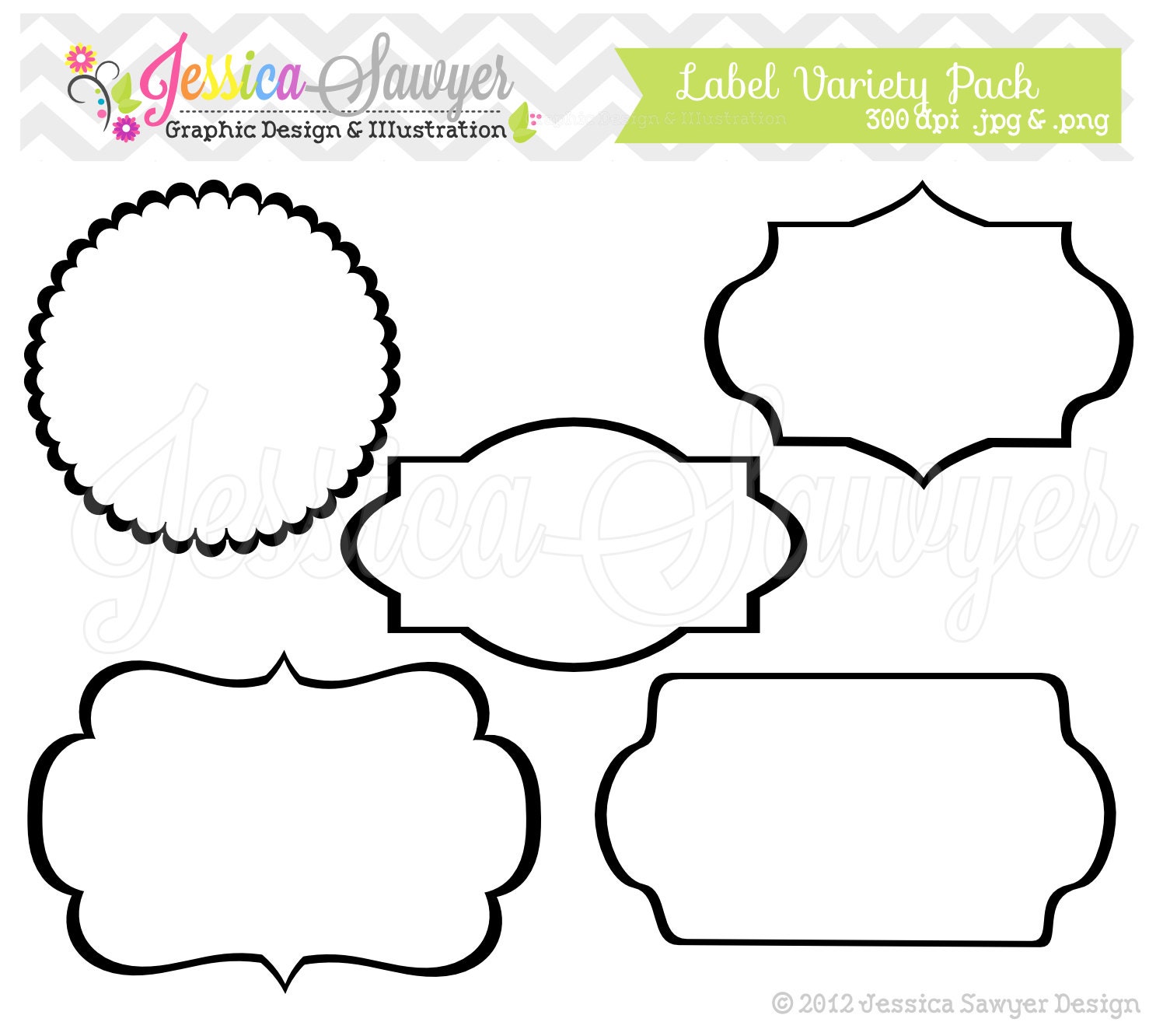 INSTANT DOWNLOAD label variety pack - digital frames - printable tags - graphic - image - clip art - clipart - commercial use Il_170x135
