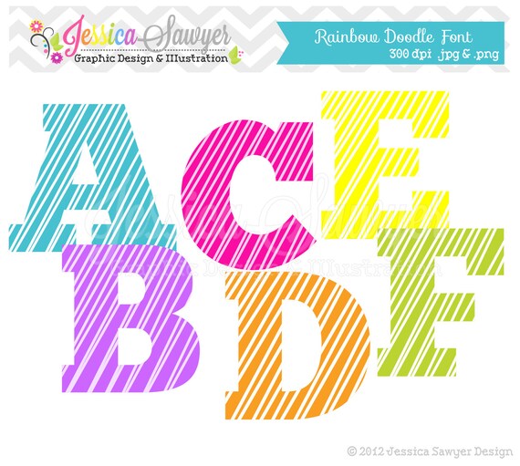 INSTANT DOWNLOAD Doodle font - alphabet clipart - commercial use - - card making - digital scrapbook - digital element Il_570xn