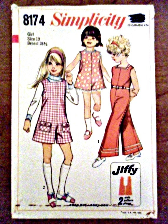 Girl's Children's Jiffy Pantjumper Jumpsuit in Two Lengths Simplicity 8174 Size 10
