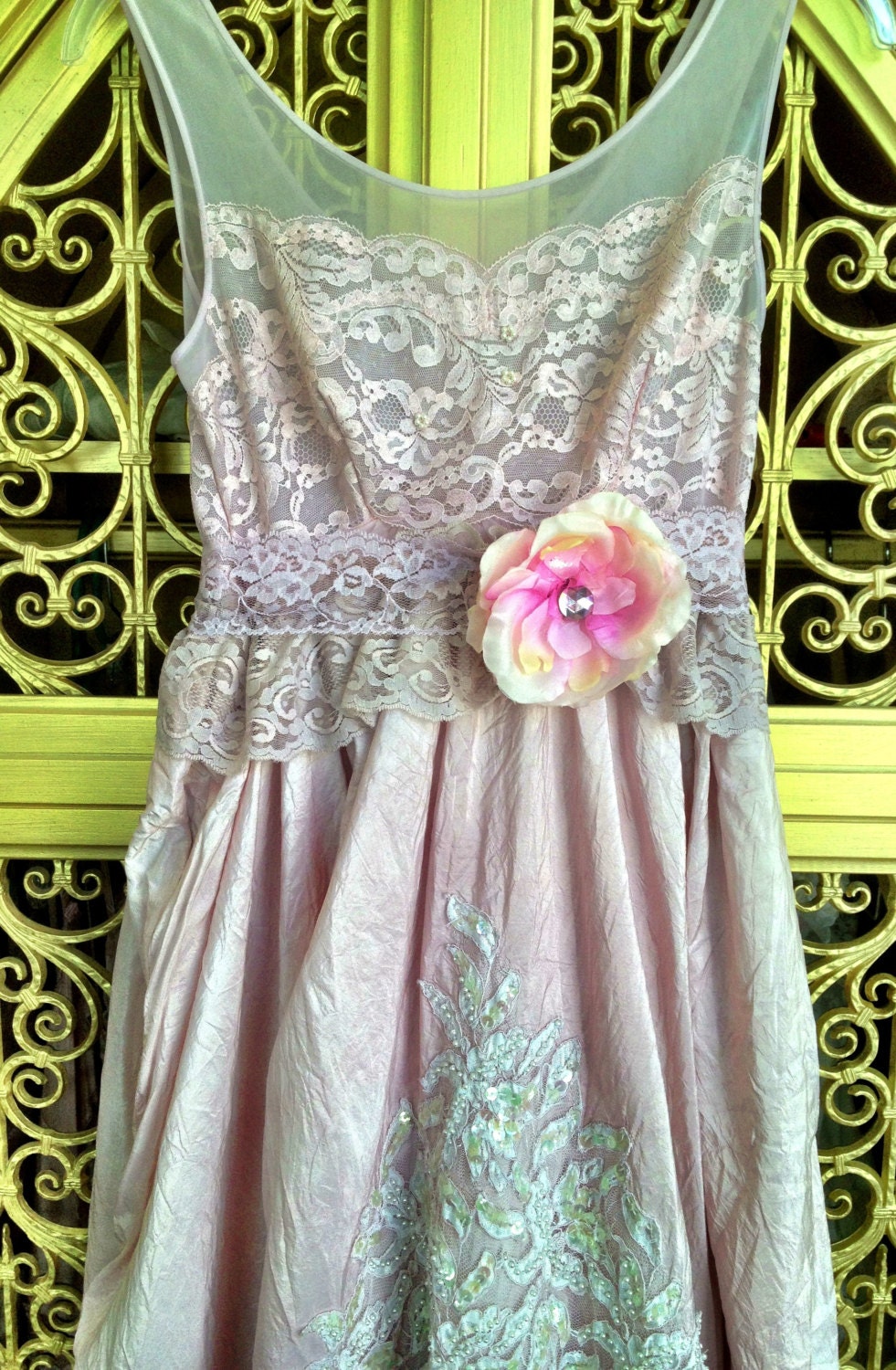 Reserved for debra final payment palest lilac sequined lace off beat bride wedding dress by mermaid miss k