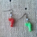 Vintage Red and Green Ray Gun Charm Earrings