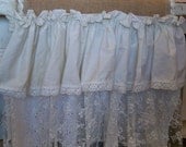 Long runner lace burlap white cream shabby chic farmhouse ruffles wedding or home decor by Anita Spero