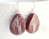 tree of life polymer clay tear drop earrings