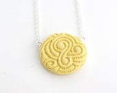 lemon yellow polymer clay 'Anita' disc short pendant necklace