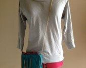 Bright Blue Faux Leather Fringe Bag With Detachable Gold Chain Strap