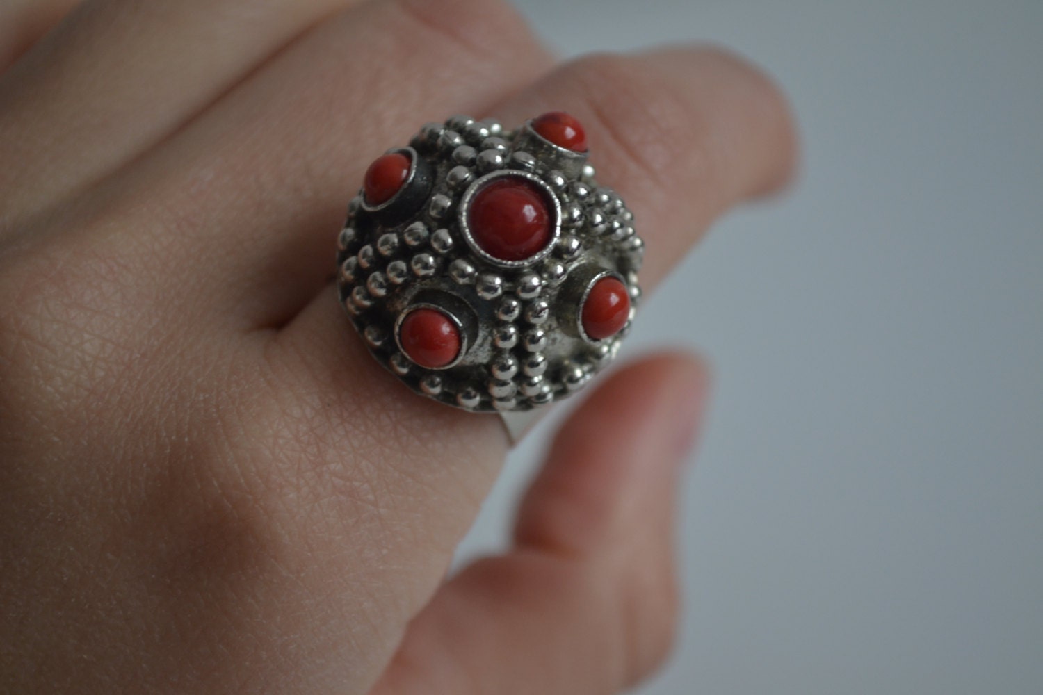 Vintage handmade arabic afghan silver statement ring adjustable size
