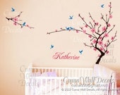 Nursery wall decal baby girl name wall decals flowers cherry blossom wall sticker pink- cherry blossom Z136 by cuma