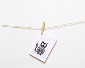 Cat card / Funny cute black and white kitty greeting card / Animal painting print / Birthday gift idea